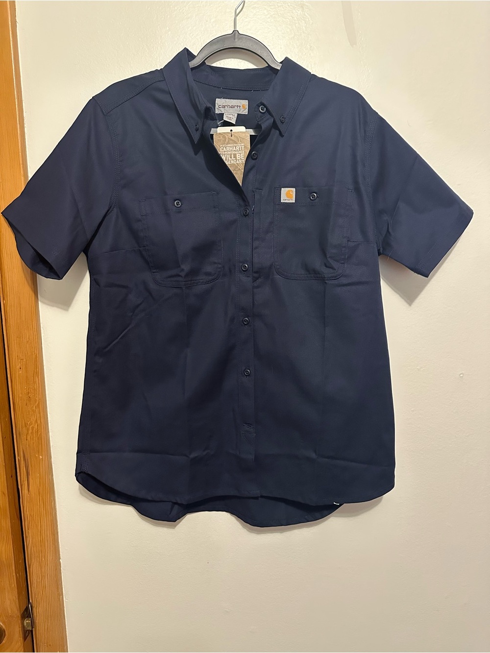 Carhartt Women's Rugged Professional Canvas Short Sleeve Shirt Navy Large 103105